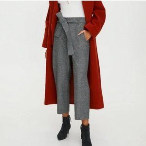 Aritzia Wilfred Jallade Grey Wool Cashmere Tie-Front High Waist Crop Pants Sz. 4